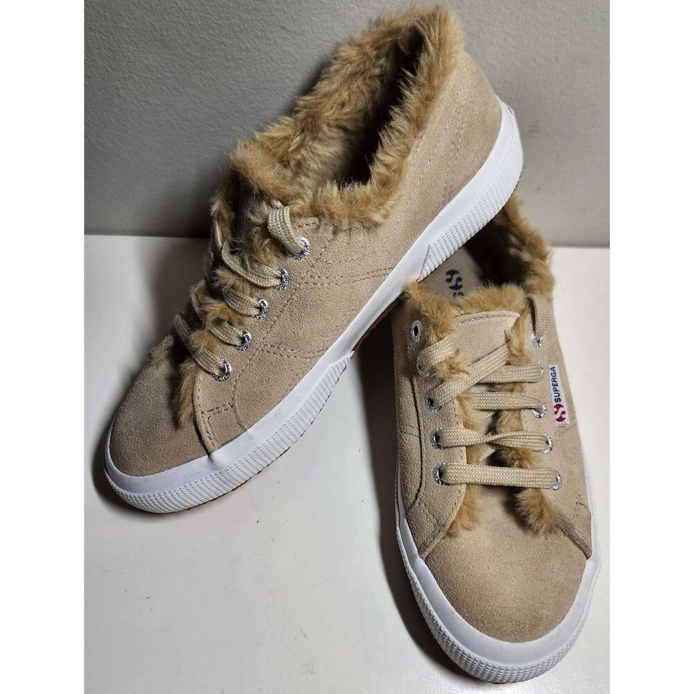 NEW Superga 2750 Suede & Faux Fur Lined Sneaker, Women's Size 37.5